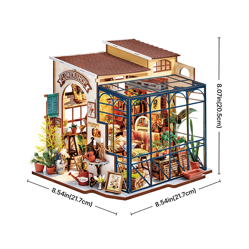 Rolife DG145 Emily'nin Çiçek Dükkanı Emily's Flower Shop DIY Minyatür Maket Model Set Mini Dollhouse 3D Model Kit Detaylı Dekoratif Hobi Seti 3D Puzzle Tiny House
