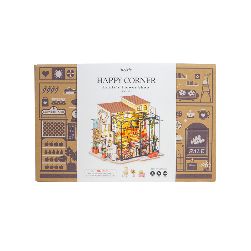 Rolife DG145 Emily'nin Çiçek Dükkanı Emily's Flower Shop DIY Minyatür Maket Model Set Mini Dollhouse 3D Model Kit Detaylı Dekoratif Hobi Seti 3D Puzzle Tiny House