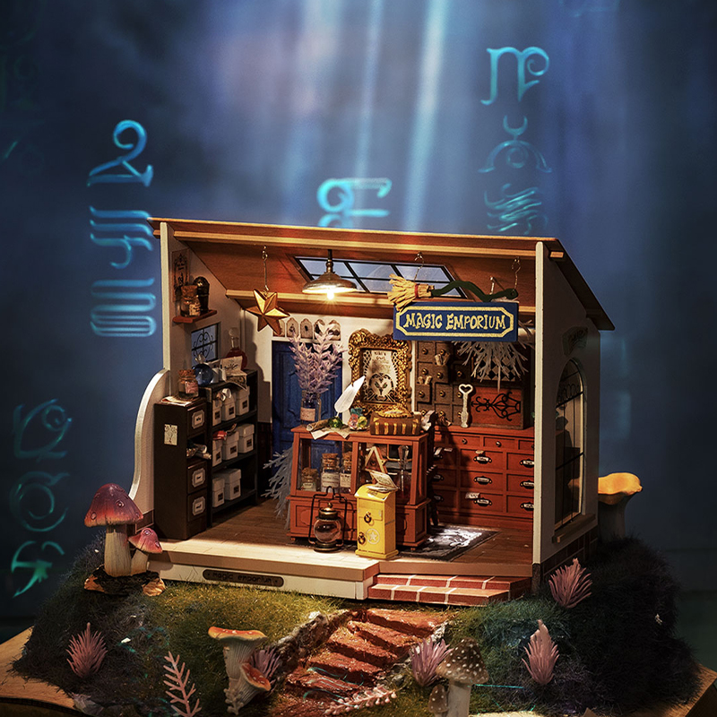 Rolife DG155 Kiki'nin Sihirli Dükkanı (Kiki's Magic Emporium) DIY Minyatür Model Seti Mini Dollhouse 3D Model Kit Detaylı Dekoratif Hobi Seti 3D Puzzle Tiny House