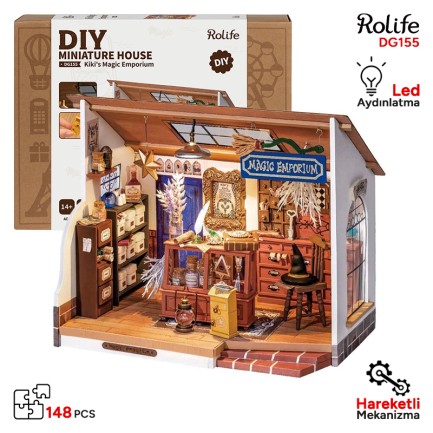 Rolife - Rolife DG155 Kiki'nin Sihirli Dükkanı (Kiki's Magic Emporium) DIY Minyatür Model Seti Mini Dollhouse 3D Model Kit Detaylı Dekoratif Hobi Seti 3D Puzzle Tiny House