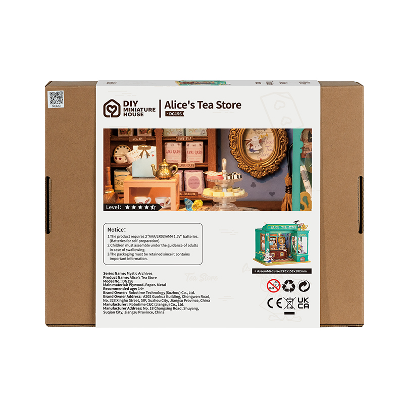 Rolife DG156 Alice'in Çay Dükkanı (Alice's Tea Store) DIY Minyatür Maket Model Seti Mini Dollhouse 3D Model Kit Detaylı Dekoratif Hobi Seti 3D Puzzle Tiny House