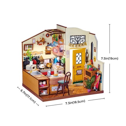 Rolife DG159 Rahat Mutfak (Cozy Kitchen) DIY Minyatür Maket Model Seti Mini Dollhouse 3D Model Kit Detaylı Dekoratif Hobi Seti 3D Puzzle Tiny House - Thumbnail
