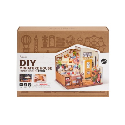 Rolife DG159 Rahat Mutfak (Cozy Kitchen) DIY Minyatür Maket Model Seti Mini Dollhouse 3D Model Kit Detaylı Dekoratif Hobi Seti 3D Puzzle Tiny House - Thumbnail