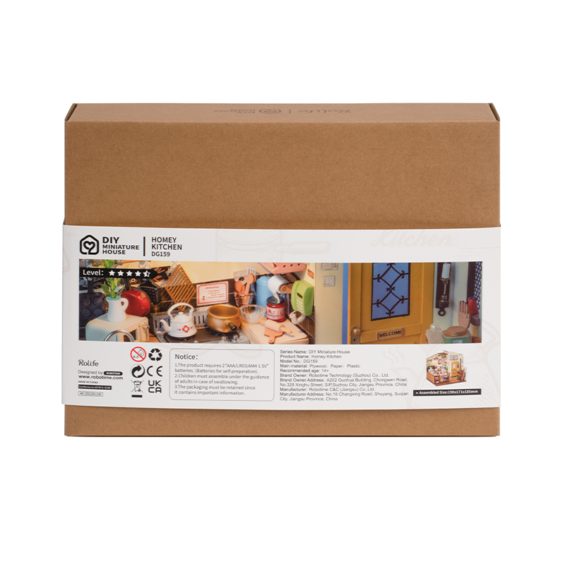 Rolife DG159 Rahat Mutfak (Cozy Kitchen) DIY Minyatür Maket Model Seti Mini Dollhouse 3D Model Kit Detaylı Dekoratif Hobi Seti 3D Puzzle Tiny House