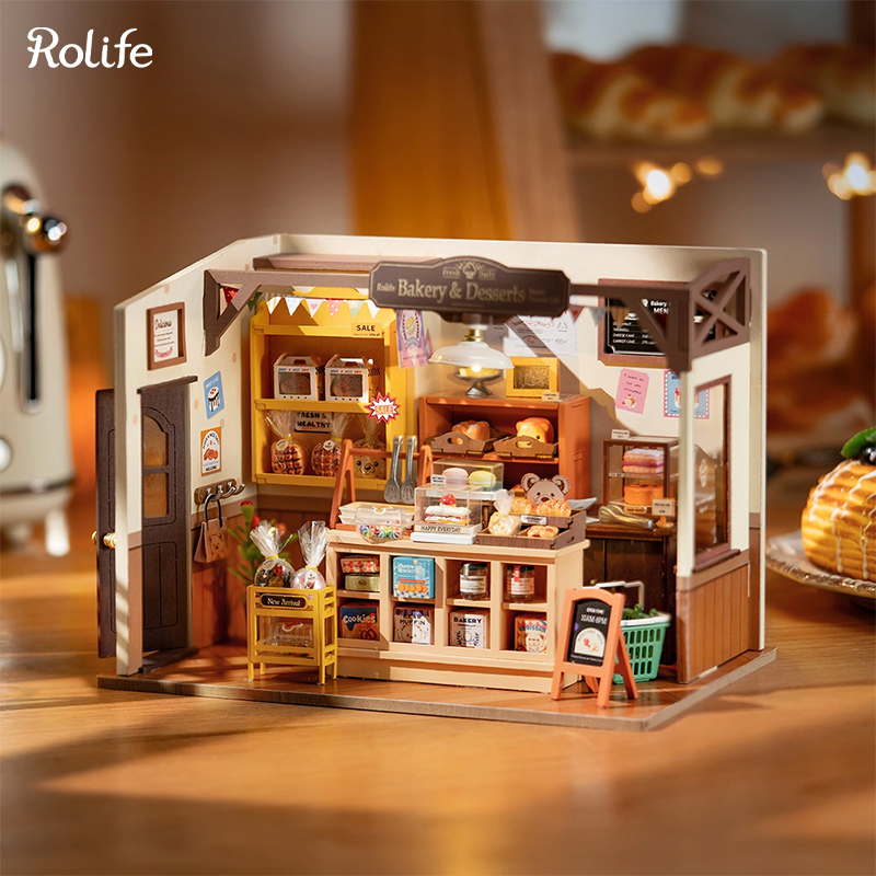 Rolife DG161 Becka'nın Fırını (Becka‘s Baking House) DIY Minyatür Maket Model Seti Mini Dollhouse 3D Model Kit Detaylı Dekoratif Hobi Seti 3D Puzzle Tiny House