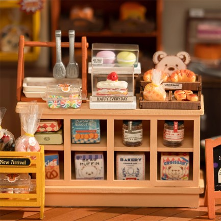Rolife DG161 Becka'nın Fırını (Becka‘s Baking House) DIY Minyatür Maket Model Seti Mini Dollhouse 3D Model Kit Detaylı Dekoratif Hobi Seti 3D Puzzle Tiny House - Thumbnail