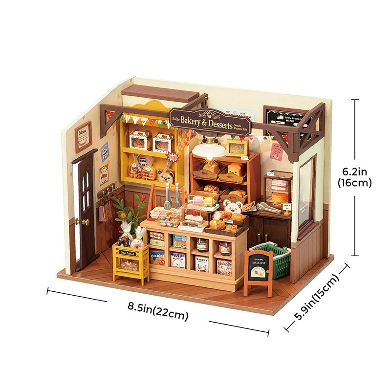 Rolife DG161 Becka'nın Fırını (Becka‘s Baking House) DIY Minyatür Maket Model Seti Mini Dollhouse 3D Model Kit Detaylı Dekoratif Hobi Seti 3D Puzzle Tiny House