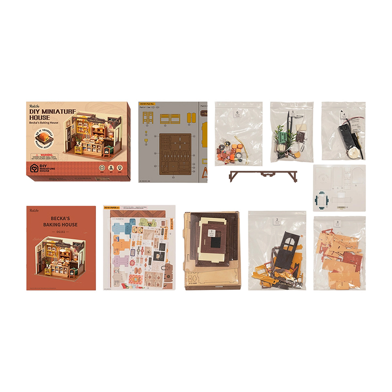 Rolife DG161 Becka'nın Fırını (Becka‘s Baking House) DIY Minyatür Maket Model Seti Mini Dollhouse 3D Model Kit Detaylı Dekoratif Hobi Seti 3D Puzzle Tiny House