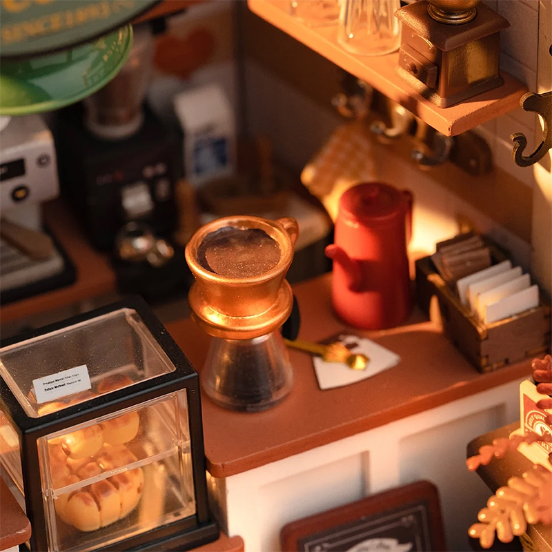 Rolife DG162 Kafe (NO.17 Slow Life Cafe) DIY Minyatür Maket Model Seti Mini Dollhouse 3D Model Kit Detaylı Dekoratif Hobi Seti 3D Puzzle Tiny House