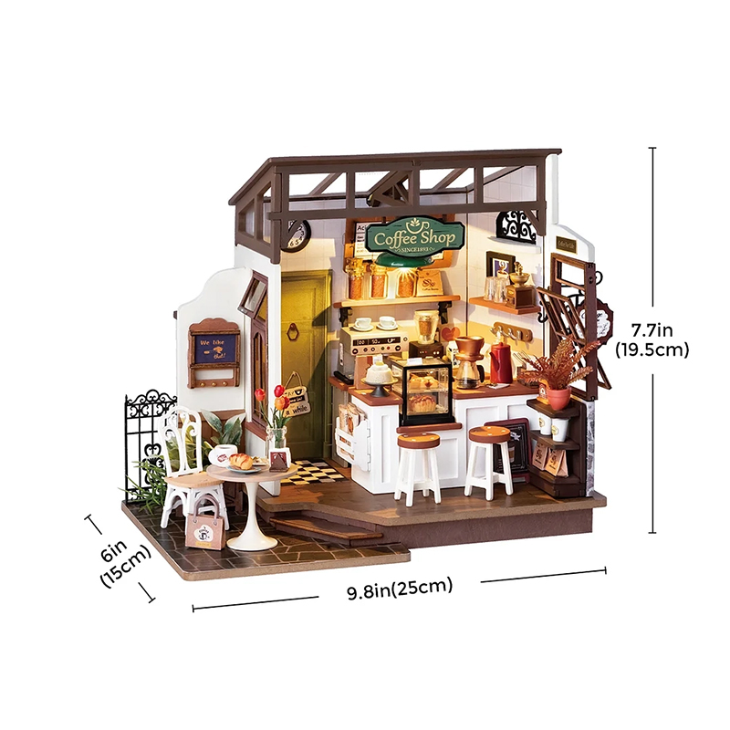 Rolife DG162 Kafe (NO.17 Slow Life Cafe) DIY Minyatür Maket Model Seti Mini Dollhouse 3D Model Kit Detaylı Dekoratif Hobi Seti 3D Puzzle Tiny House