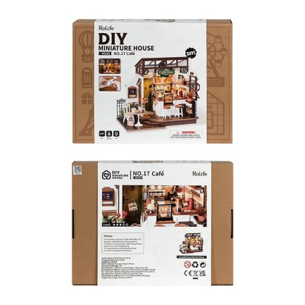 Rolife DG162 Kafe (NO.17 Slow Life Cafe) DIY Minyatür Maket Model Seti Mini Dollhouse 3D Model Kit Detaylı Dekoratif Hobi Seti 3D Puzzle Tiny House - Thumbnail