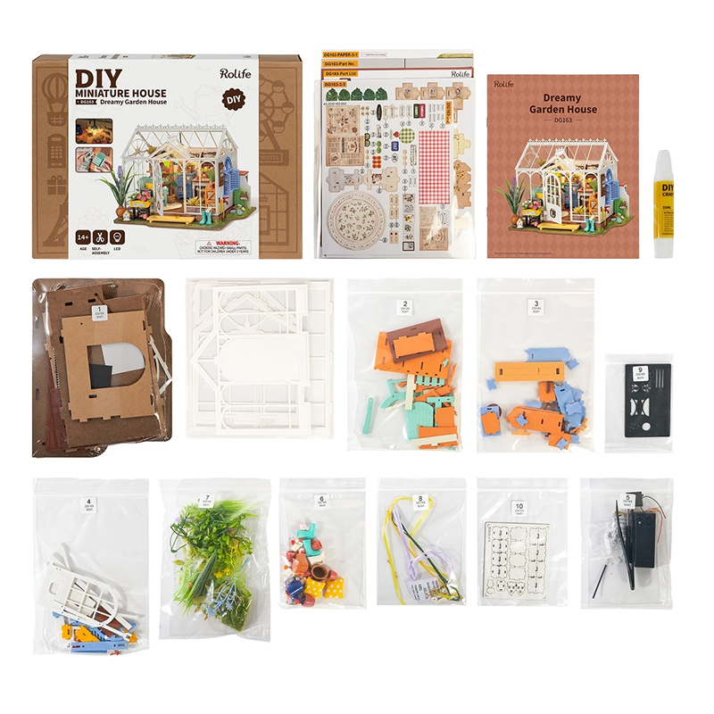 Rolife DG163 Rüya Gibi Bahçe Evi (Dreamy Garden House) DIY Minyatür Maket Model Seti Mini Dollhouse 3D Model Kit Detaylı Dekoratif Hobi Seti 3D Puzzle Tiny House