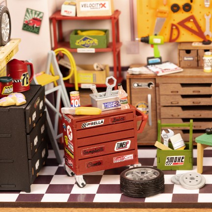 Rolife DG165 Garaj Atölyesi (Garage Workshop) DIY Minyatür Maket Model Seti Mini Dollhouse 3D Model Kit Detaylı Dekoratif Hobi Seti 3D Puzzle Tiny House - Thumbnail