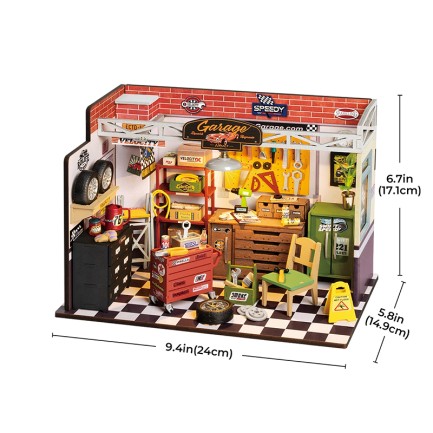 Rolife DG165 Garaj Atölyesi (Garage Workshop) DIY Minyatür Maket Model Seti Mini Dollhouse 3D Model Kit Detaylı Dekoratif Hobi Seti 3D Puzzle Tiny House - Thumbnail