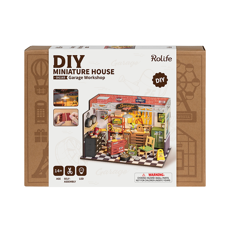 Rolife DG165 Garaj Atölyesi (Garage Workshop) DIY Minyatür Maket Model Seti Mini Dollhouse 3D Model Kit Detaylı Dekoratif Hobi Seti 3D Puzzle Tiny House