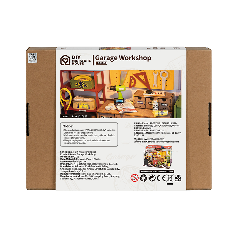 Rolife DG165 Garaj Atölyesi (Garage Workshop) DIY Minyatür Maket Model Seti Mini Dollhouse 3D Model Kit Detaylı Dekoratif Hobi Seti 3D Puzzle Tiny House