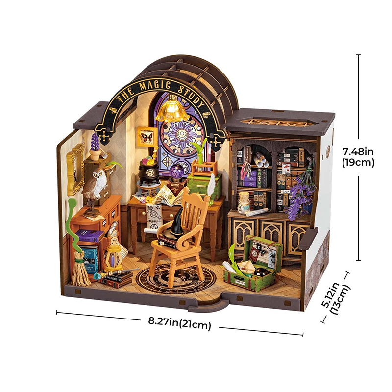 Rolife DG166 The Magic Study DIY Minyatür Maket Model Seti Mini Dollhouse 3D Model Kit Detaylı Dekoratif Hobi Seti 3D Puzzle Tiny House