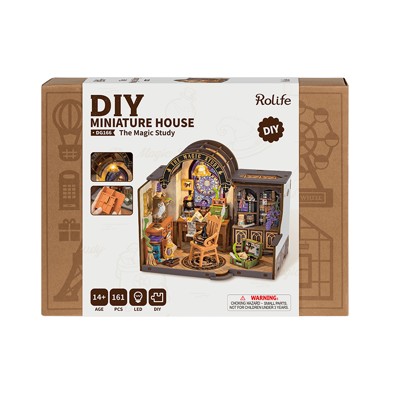 Rolife DG166 The Magic Study DIY Minyatür Maket Model Seti Mini Dollhouse 3D Model Kit Detaylı Dekoratif Hobi Seti 3D Puzzle Tiny House
