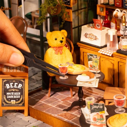 Rolife DG167 İçkili Restoran (Tipsy Restaurant) DIY Minyatür Maket Model Seti Mini Dollhouse 3D Model Kit Detaylı Dekoratif Hobi Seti 3D Puzzle Tiny House - Thumbnail