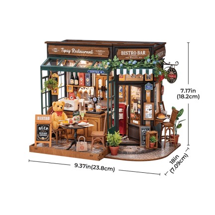 Rolife DG167 İçkili Restoran (Tipsy Restaurant) DIY Minyatür Maket Model Seti Mini Dollhouse 3D Model Kit Detaylı Dekoratif Hobi Seti 3D Puzzle Tiny House - Thumbnail