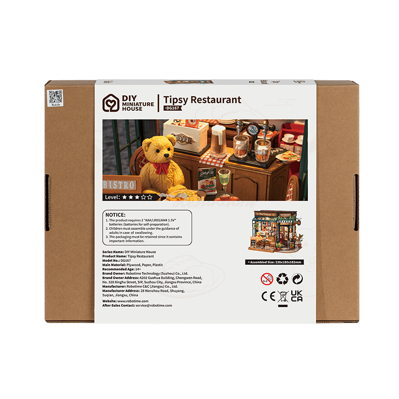Rolife DG167 İçkili Restoran (Tipsy Restaurant) DIY Minyatür Maket Model Seti Mini Dollhouse 3D Model Kit Detaylı Dekoratif Hobi Seti 3D Puzzle Tiny House
