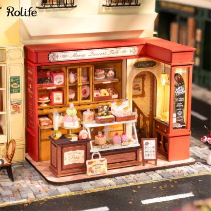 Rolife DG168 Tatlı Dükkanı (Honey Dessert Talk) DIY Minyatür Maket Model Seti Mini Dollhouse 3D Model Kit Detaylı Dekoratif Hobi Seti 3D Puzzle Tiny House - Thumbnail