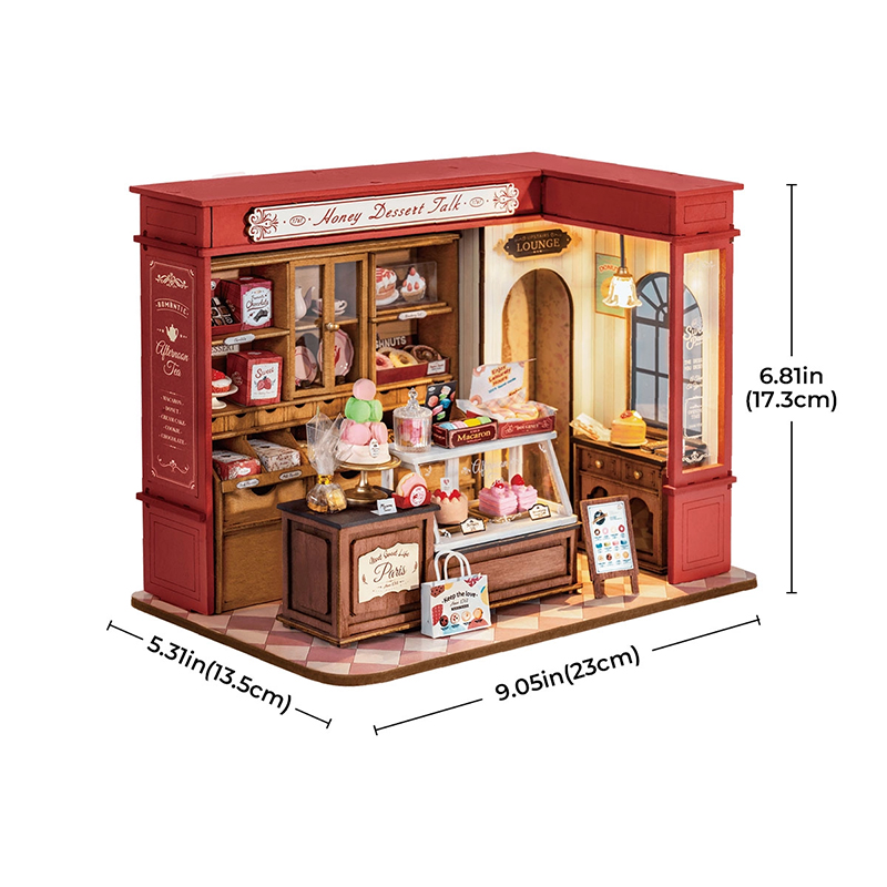 Rolife DG168 Tatlı Dükkanı (Honey Dessert Talk) DIY Minyatür Maket Model Seti Mini Dollhouse 3D Model Kit Detaylı Dekoratif Hobi Seti 3D Puzzle Tiny House