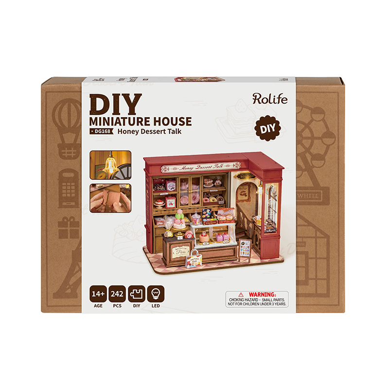 Rolife DG168 Tatlı Dükkanı (Honey Dessert Talk) DIY Minyatür Maket Model Seti Mini Dollhouse 3D Model Kit Detaylı Dekoratif Hobi Seti 3D Puzzle Tiny House