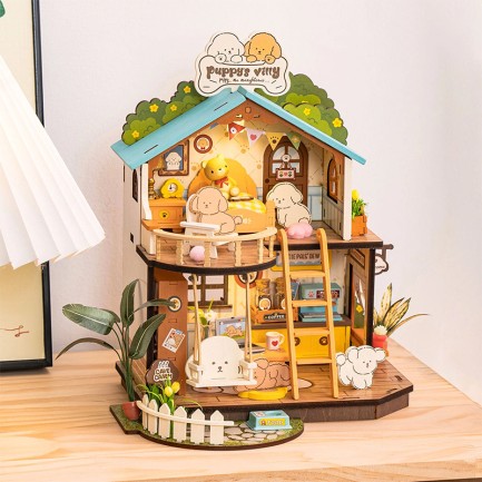 Rolife DG169 Yavru Köpeğin Sevimli Evi Puppy's Cozy Villa DIY Minyatür Maket ModelSet Mini Dollhouse 3D Model Kit Detaylı Dekoratif Hobi Seti 3D Puzzle Tiny House - Thumbnail