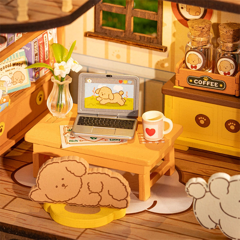 Rolife DG169 Yavru Köpeğin Sevimli Evi Puppy's Cozy Villa DIY Minyatür Maket ModelSet Mini Dollhouse 3D Model Kit Detaylı Dekoratif Hobi Seti 3D Puzzle Tiny House