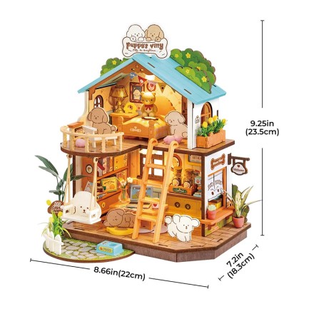 Rolife DG169 Yavru Köpeğin Sevimli Evi Puppy's Cozy Villa DIY Minyatür Maket ModelSet Mini Dollhouse 3D Model Kit Detaylı Dekoratif Hobi Seti 3D Puzzle Tiny House - Thumbnail