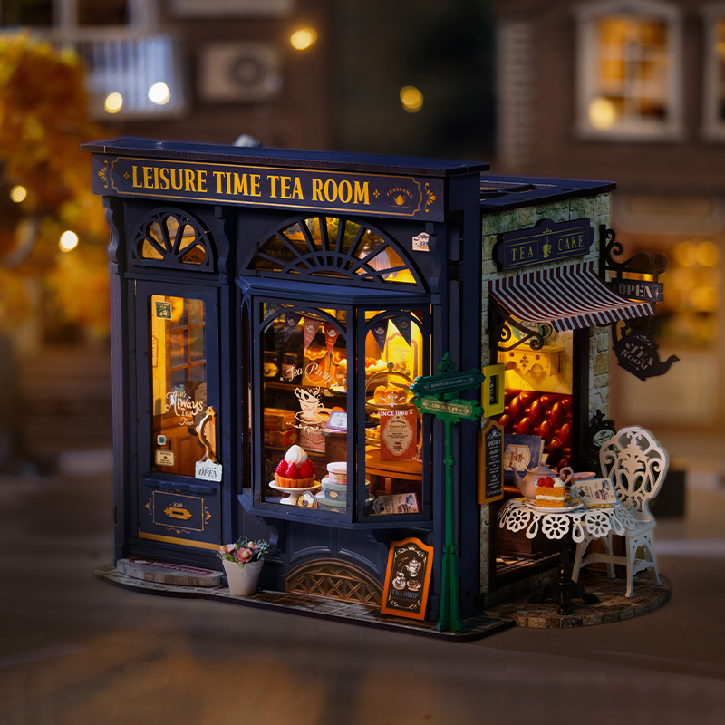 Rolife DG171 Çay Dükkanı (Leisure Time Tea Room) DIY Minyatür Maket Model Seti Mini Dollhouse 3D Model Kit Detaylı Dekoratif Hobi Seti 3D Puzzle Tiny House