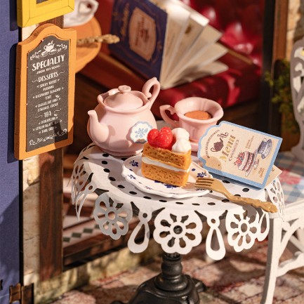 Rolife DG171 Çay Dükkanı (Leisure Time Tea Room) DIY Minyatür Maket Model Seti Mini Dollhouse 3D Model Kit Detaylı Dekoratif Hobi Seti 3D Puzzle Tiny House - Thumbnail