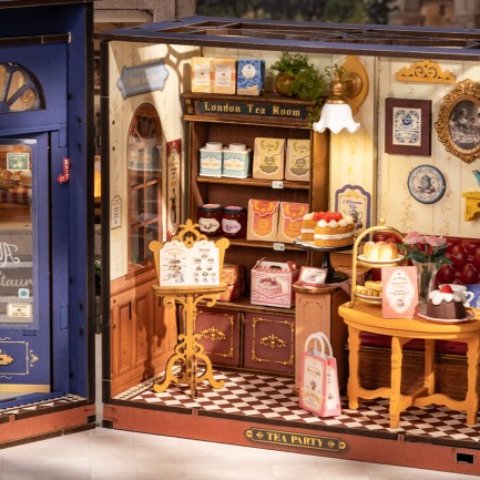 Rolife DG171 Çay Dükkanı (Leisure Time Tea Room) DIY Minyatür Maket Model Seti Mini Dollhouse 3D Model Kit Detaylı Dekoratif Hobi Seti 3D Puzzle Tiny House - Thumbnail