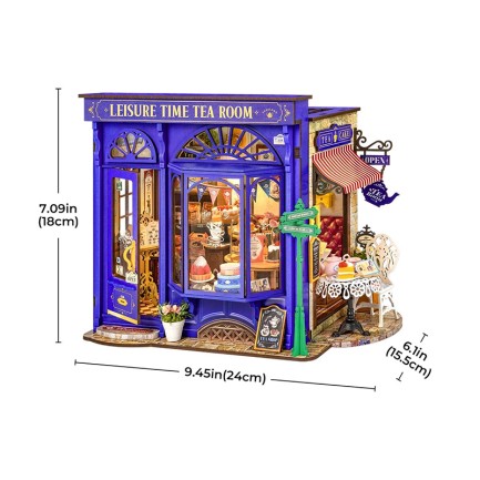 Rolife DG171 Çay Dükkanı (Leisure Time Tea Room) DIY Minyatür Maket Model Seti Mini Dollhouse 3D Model Kit Detaylı Dekoratif Hobi Seti 3D Puzzle Tiny House - Thumbnail
