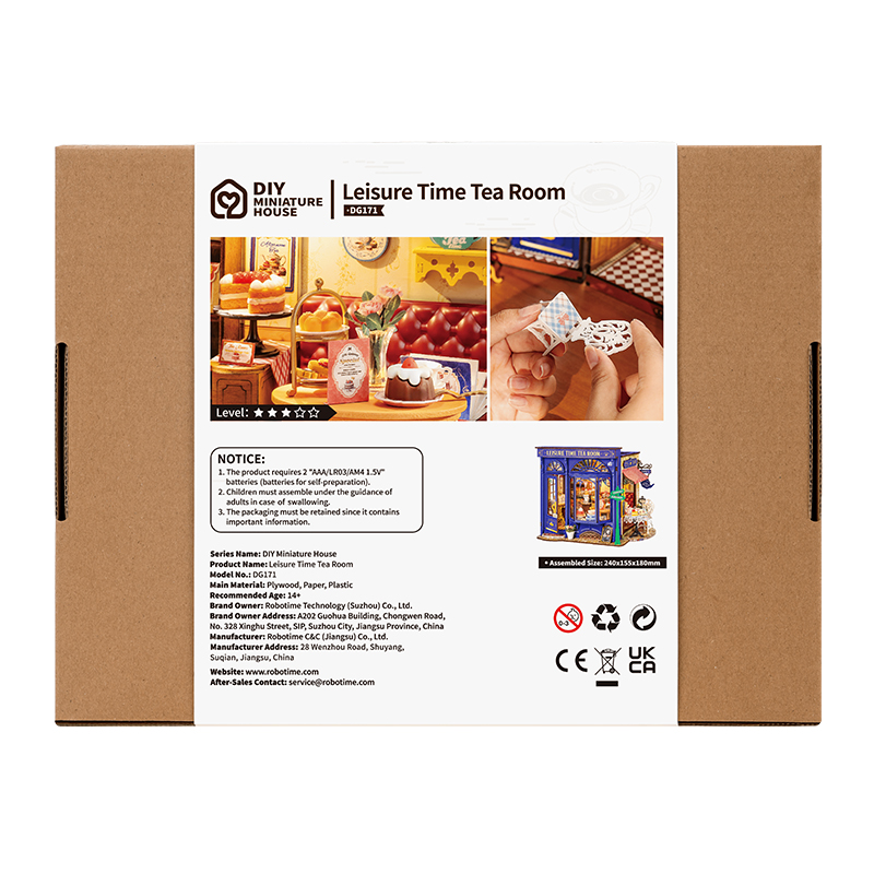 Rolife DG171 Çay Dükkanı (Leisure Time Tea Room) DIY Minyatür Maket Model Seti Mini Dollhouse 3D Model Kit Detaylı Dekoratif Hobi Seti 3D Puzzle Tiny House