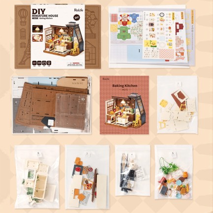 Rolife DG172 Mutfak Odası (Baking Kitchen) DIY Minyatür Maket Model Seti Mini Dollhouse 3D Model Kit Detaylı Dekoratif Hobi Seti 3D Puzzle Tiny House - Thumbnail