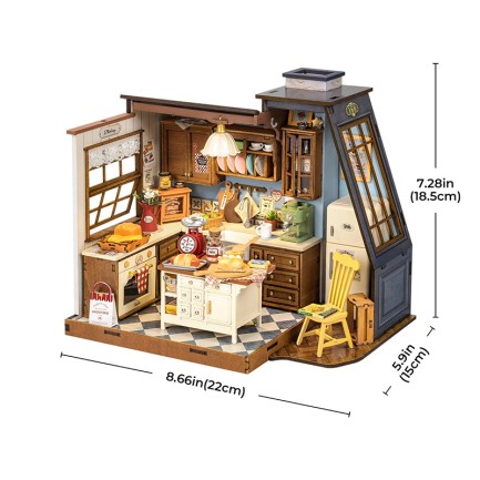 Rolife DG172 Mutfak Odası (Baking Kitchen) DIY Minyatür Maket Model Seti Mini Dollhouse 3D Model Kit Detaylı Dekoratif Hobi Seti 3D Puzzle Tiny House - Thumbnail