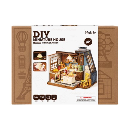 Rolife DG172 Mutfak Odası (Baking Kitchen) DIY Minyatür Maket Model Seti Mini Dollhouse 3D Model Kit Detaylı Dekoratif Hobi Seti 3D Puzzle Tiny House - Thumbnail