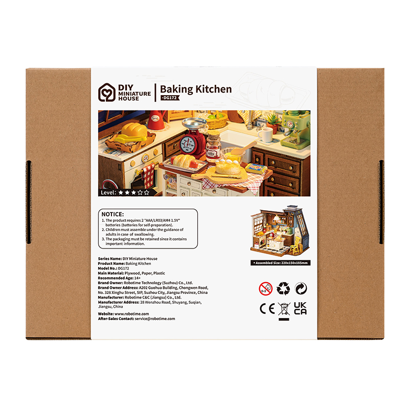 Rolife DG172 Mutfak Odası (Baking Kitchen) DIY Minyatür Maket Model Seti Mini Dollhouse 3D Model Kit Detaylı Dekoratif Hobi Seti 3D Puzzle Tiny House