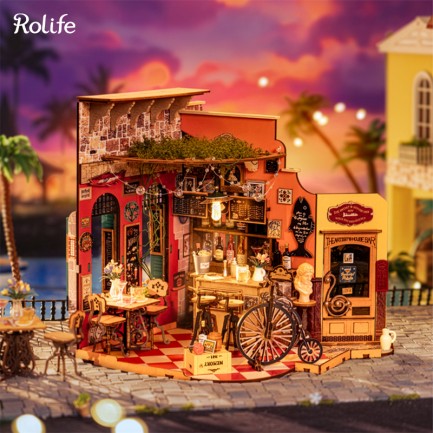 Rolife DG173 Yemek ve İçki Dükkanı (Cheers Bar & Dining) DIY Minyatür Maket Model Seti Mini Dollhouse 3D Model Kit Detaylı Dekoratif Hobi Seti 3D Puzzle Tiny House - Thumbnail