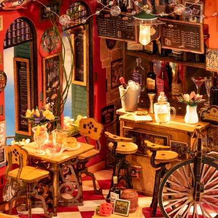 Rolife DG173 Yemek ve İçki Dükkanı (Cheers Bar & Dining) DIY Minyatür Maket Model Seti Mini Dollhouse 3D Model Kit Detaylı Dekoratif Hobi Seti 3D Puzzle Tiny House - Thumbnail