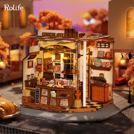 Rolife DG174 Henry'nin Çikolata Dükkanı Henry's Chocolate DIY Minyatür Maket ModelSet Mini Dollhouse 3D Model Kit Detaylı Dekoratif Hobi Seti 3D Puzzle Tiny House - Thumbnail