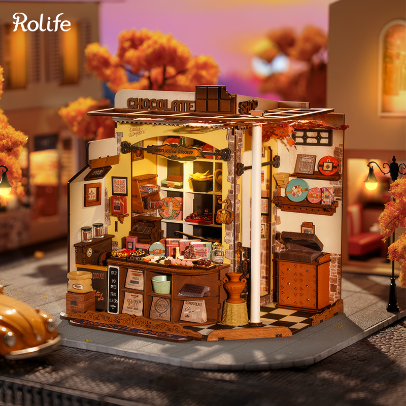Rolife DG174 Henry'nin Çikolata Dükkanı Henry's Chocolate DIY Minyatür Maket ModelSet Mini Dollhouse 3D Model Kit Detaylı Dekoratif Hobi Seti 3D Puzzle Tiny House