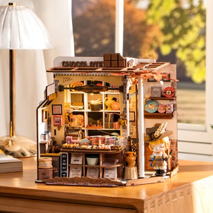Rolife DG174 Henry'nin Çikolata Dükkanı Henry's Chocolate DIY Minyatür Maket ModelSet Mini Dollhouse 3D Model Kit Detaylı Dekoratif Hobi Seti 3D Puzzle Tiny House - Thumbnail