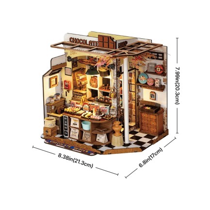 Rolife DG174 Henry'nin Çikolata Dükkanı Henry's Chocolate DIY Minyatür Maket ModelSet Mini Dollhouse 3D Model Kit Detaylı Dekoratif Hobi Seti 3D Puzzle Tiny House - Thumbnail