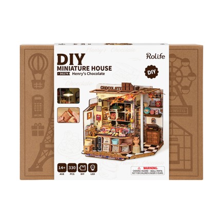 Rolife DG174 Henry'nin Çikolata Dükkanı Henry's Chocolate DIY Minyatür Maket ModelSet Mini Dollhouse 3D Model Kit Detaylı Dekoratif Hobi Seti 3D Puzzle Tiny House - Thumbnail