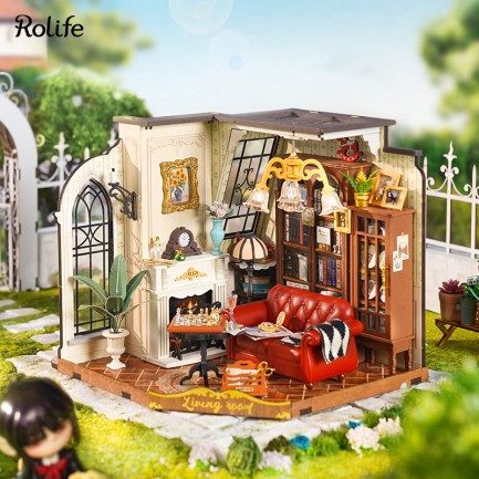 Rolife DG175 Catherine'in Oturma Odası Catherine's Living Room DIY Minyatür Model Set Mini Dollhouse 3D Model Kit Detaylı Dekoratif Hobi Seti 3D Puzzle Tiny House - Thumbnail