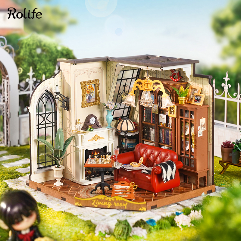 Rolife DG175 Catherine'in Oturma Odası Catherine's Living Room DIY Minyatür Model Set Mini Dollhouse 3D Model Kit Detaylı Dekoratif Hobi Seti 3D Puzzle Tiny House