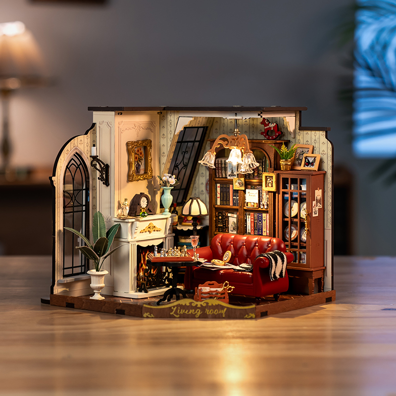 Rolife DG175 Catherine'in Oturma Odası Catherine's Living Room DIY Minyatür Model Set Mini Dollhouse 3D Model Kit Detaylı Dekoratif Hobi Seti 3D Puzzle Tiny House